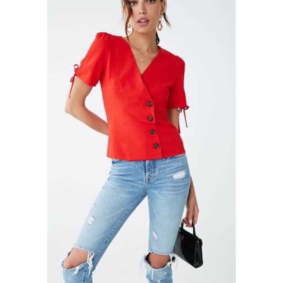 Asymmetrical Button-Front Top - Picture 2 of 2